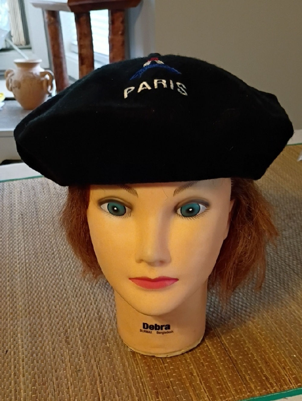 Black Paris Embroidered Beret